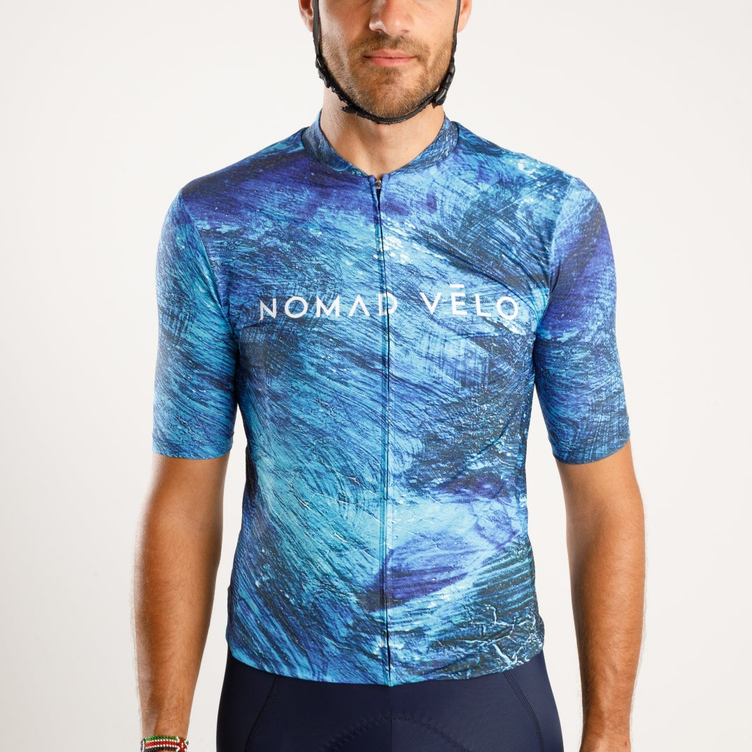Cycling Blue Pacific Jersey – Short Sleeve Aero Fit for Long Climbs | Nomad Vélo