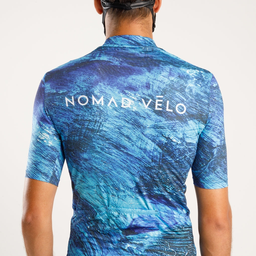 Cycling Blue Pacific Jersey – Short Sleeve Aero Fit for Long Climbs | Nomad Vélo