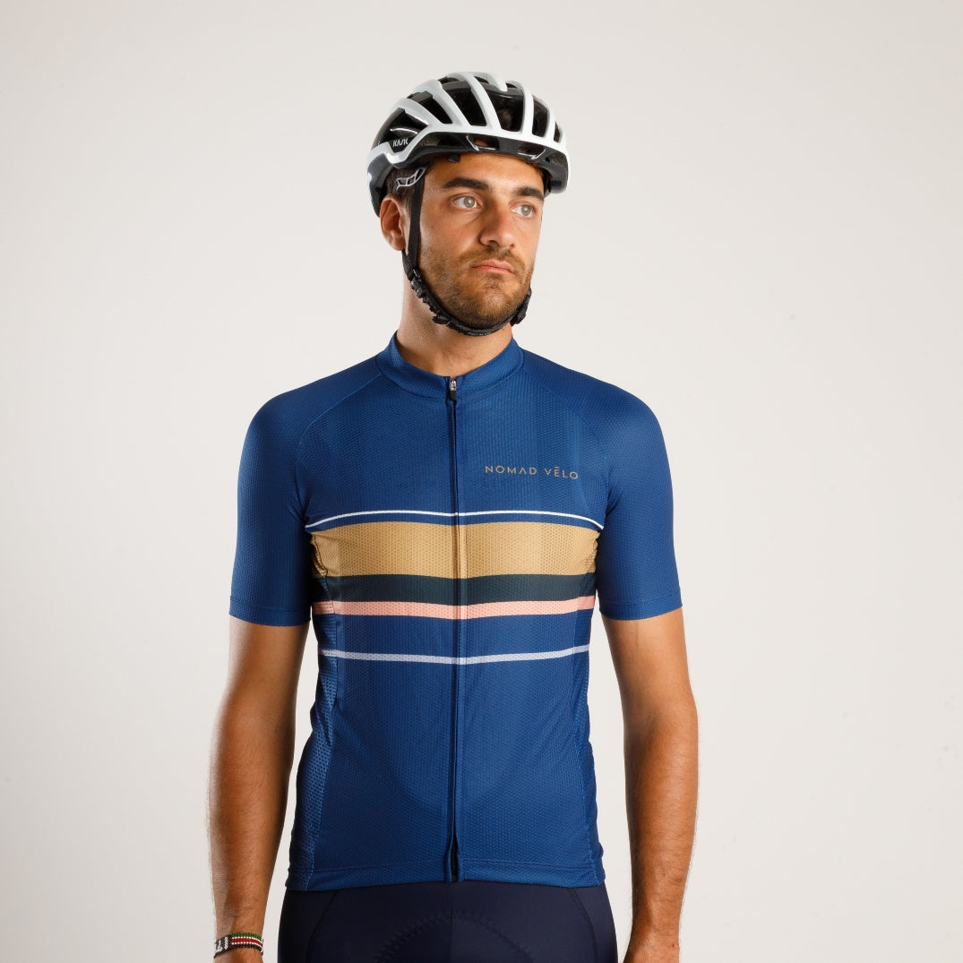Cycling Blue Classic Jersey – Short Sleeve Aero Road Timeless Design Performance | Nomad Vélo