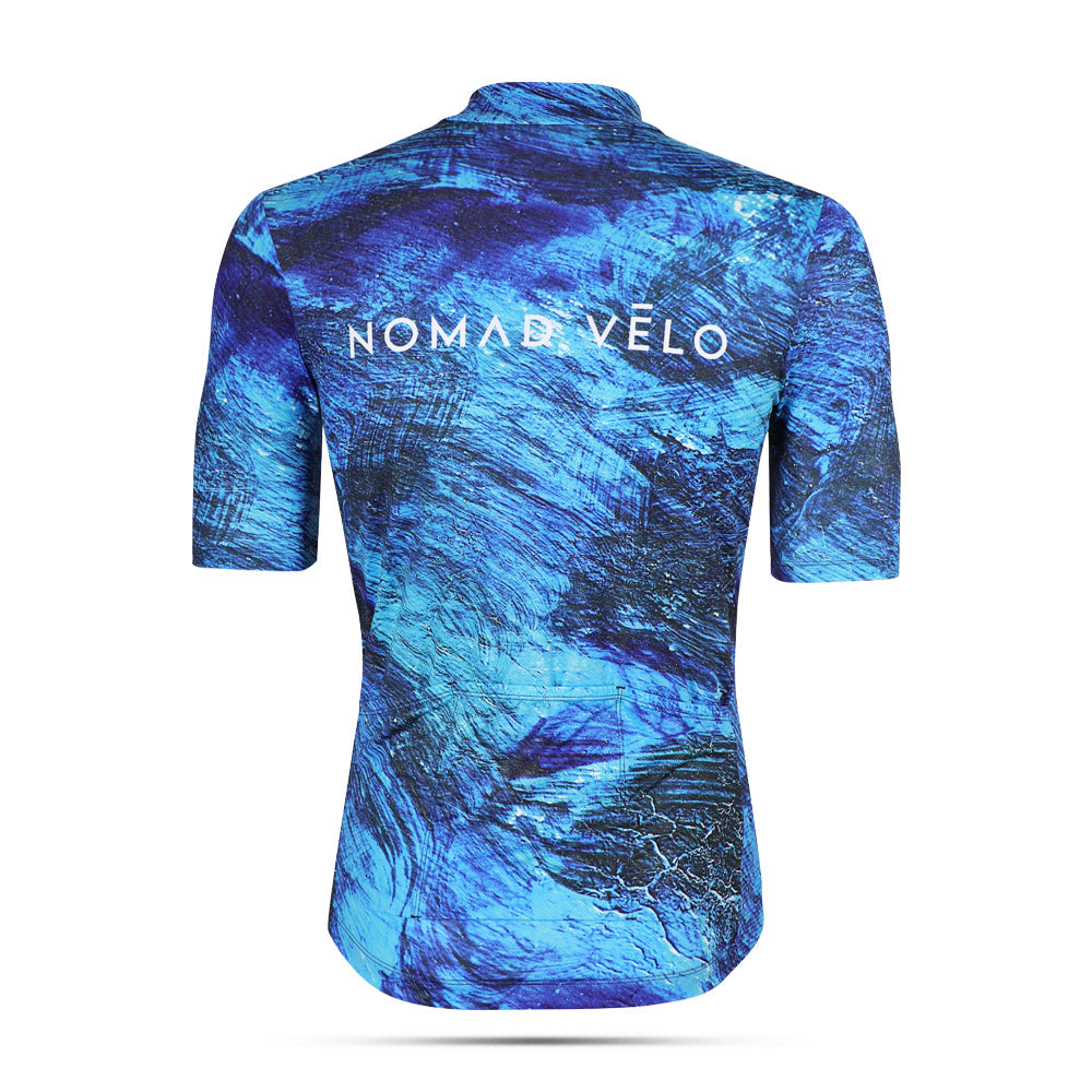 Cycling Blue Pacific Jersey – Short Sleeve Aero Fit for Long Climbs | Nomad Vélo