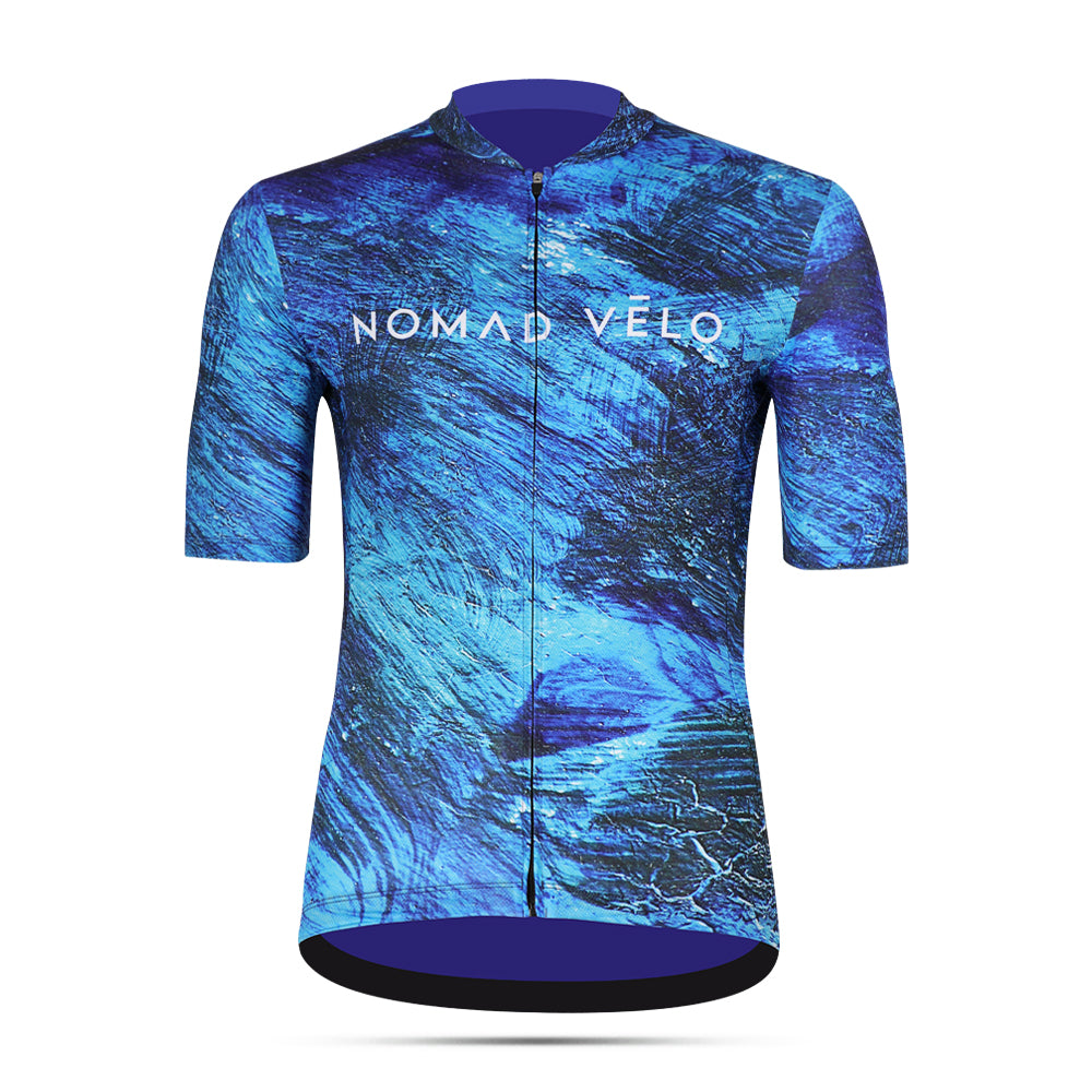 Cycling Blue Pacific Jersey – Short Sleeve Aero Fit for Long Climbs | Nomad Vélo
